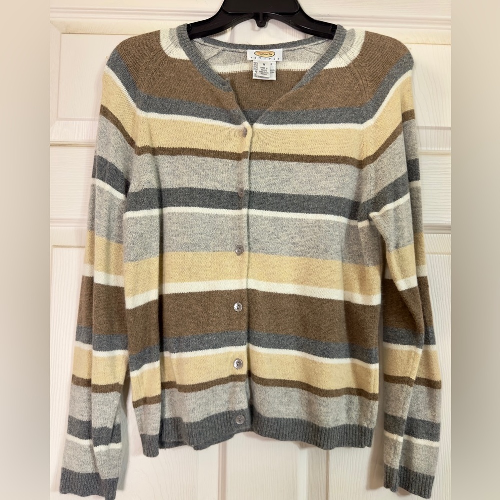 Talbots Petites Vintage 90's Friends Rachel Multicolor‎ Striped Cardigan Size M